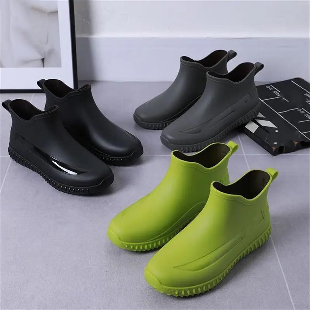 Мужские короткие резиновые сапоги Wjnvfioo Fashion, непромокаемые, с противоскользящей подошвой, для кухни, автомойки, износостойкая водонепроницаемая обувь, En8 Without Cotton — фото 2
