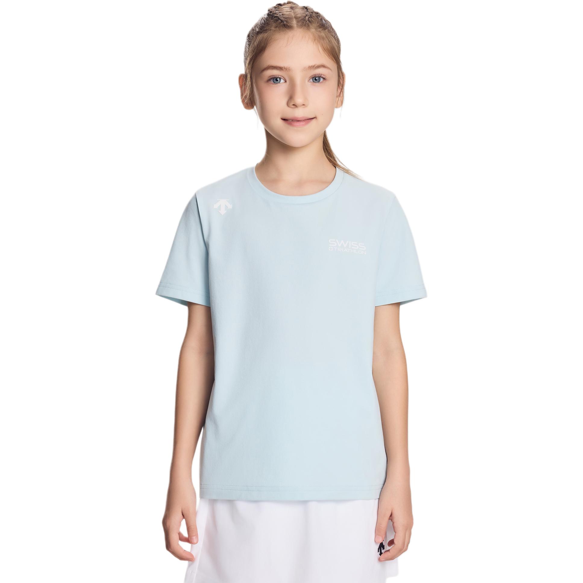 Детские быстросохнущие футболки для бега Descente, wt-bright белый tpg — фото 4