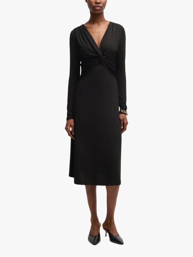 

Трикотажное платье eulo twist спереди HUGO BOSS, черный