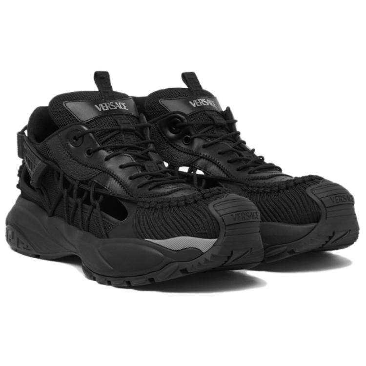 Мужские черные кожаные кеды Mercury Low Top VERSACE — фото 3