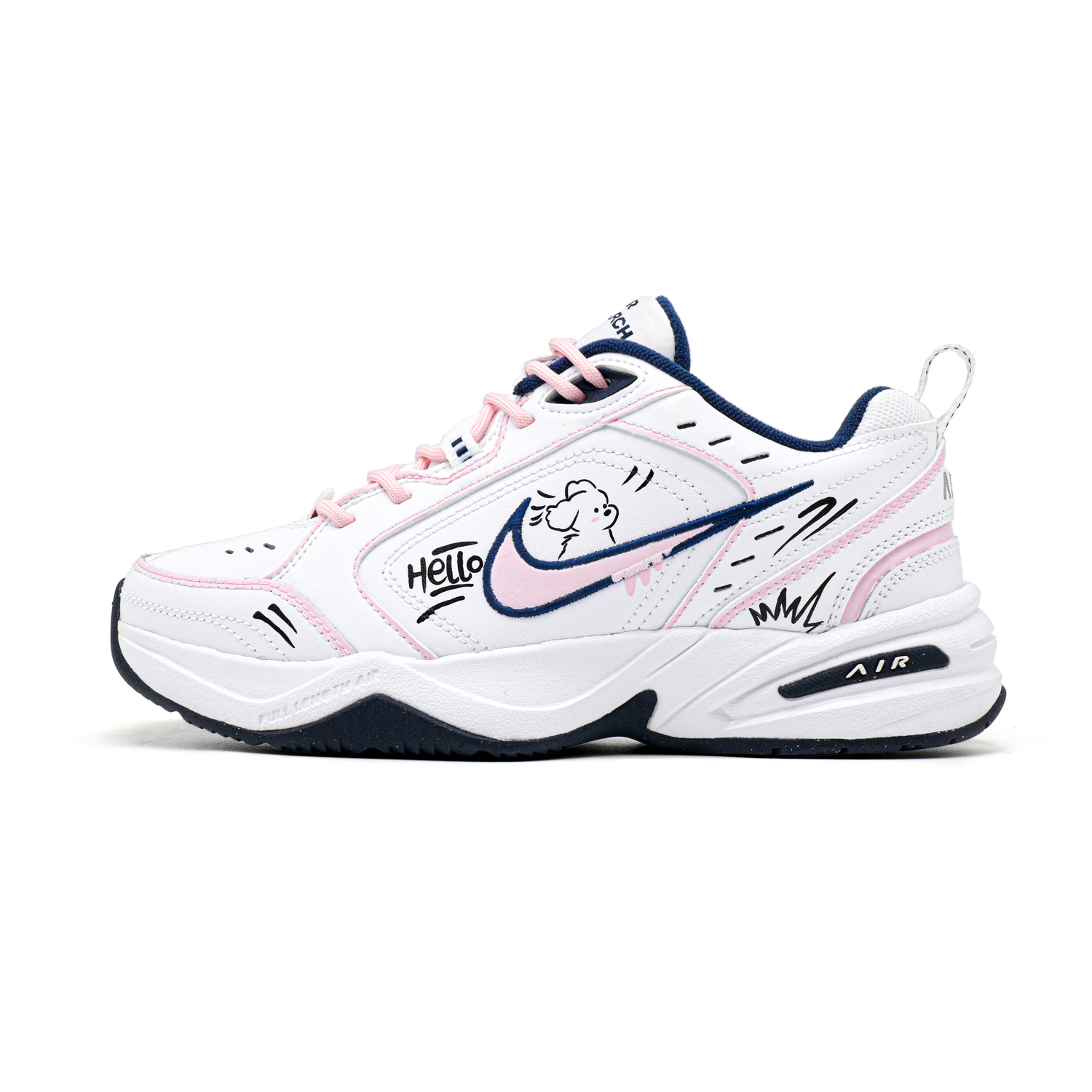 

Nike Эйр Монарх 4 Розовые Щенячьи Амортизаторы Противоскользящие Высокие Массивные Кроссовки Унисекс Розовые Белые, цвет White