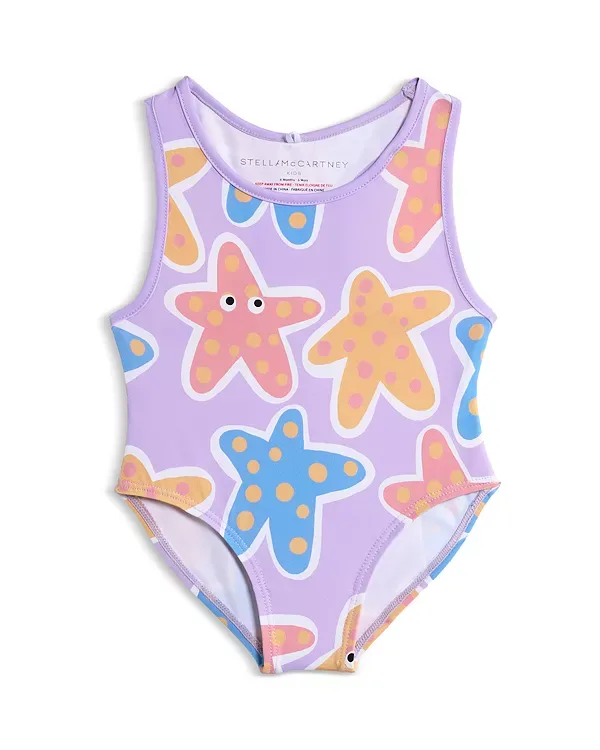 Детский купальник с принтом в виде морских звезд. Stella Mccartney, Purple