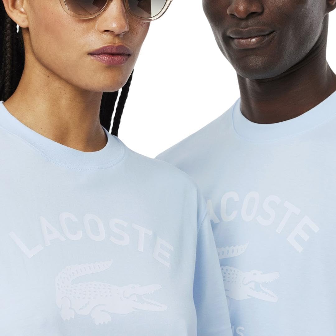 Мужская футболка Lacoste с круглым вырезом и коротким рукавом, классического кроя с графическим принтом, Rill Blue Branding — фото 2