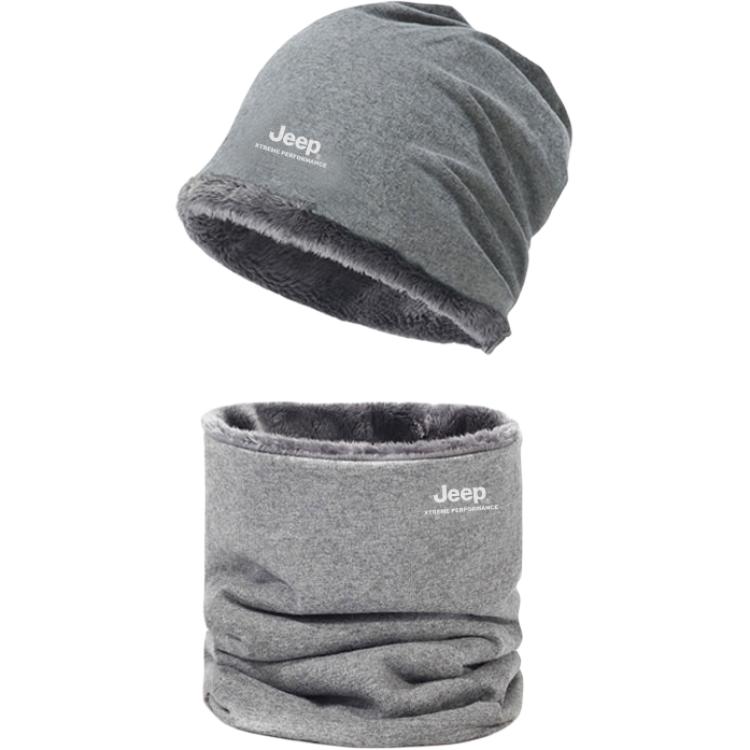 

Шапка Unisex Jeep, fleece-lined set 2-светло-серый[double-layer hat+straight fit scarf]
