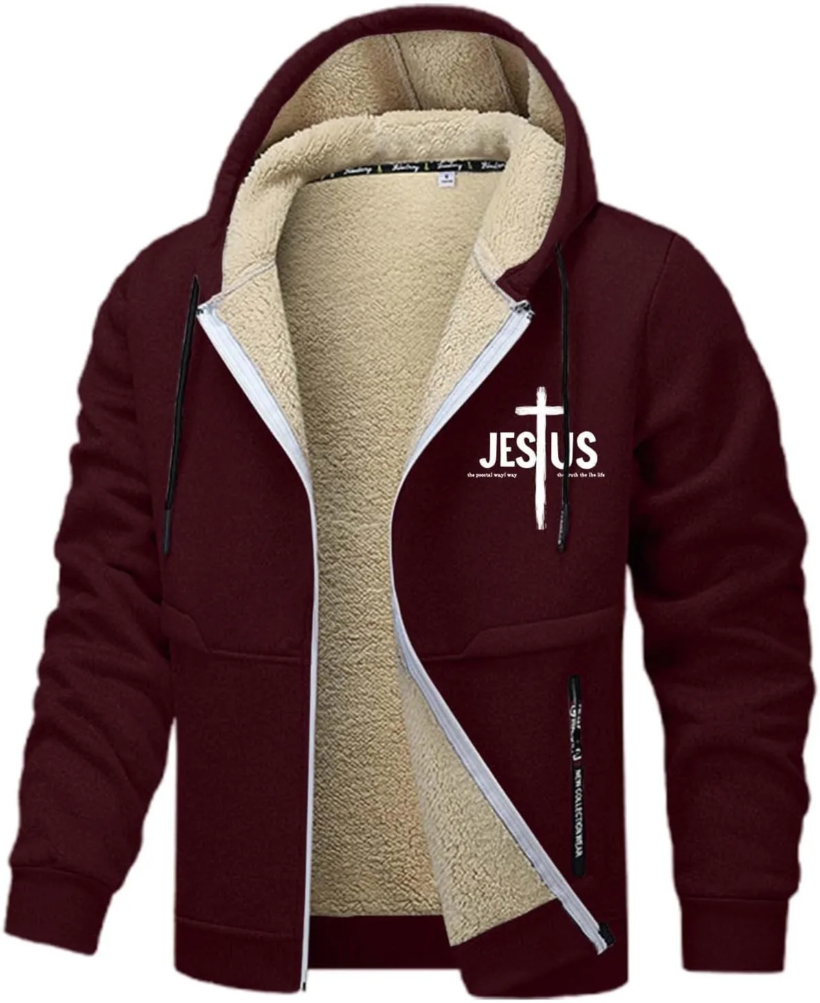 

Толстовка с капюшоном Men Jesus Zip Up Sherpa Lined Plus Size