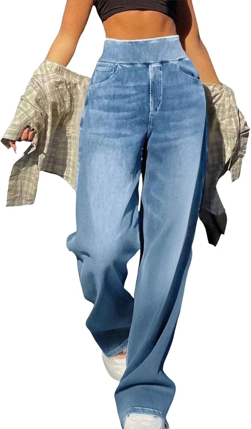 Джинсы свободные, джинсы с завышенной талией, Wide Leg Jeans, светло-голубой — фото 2