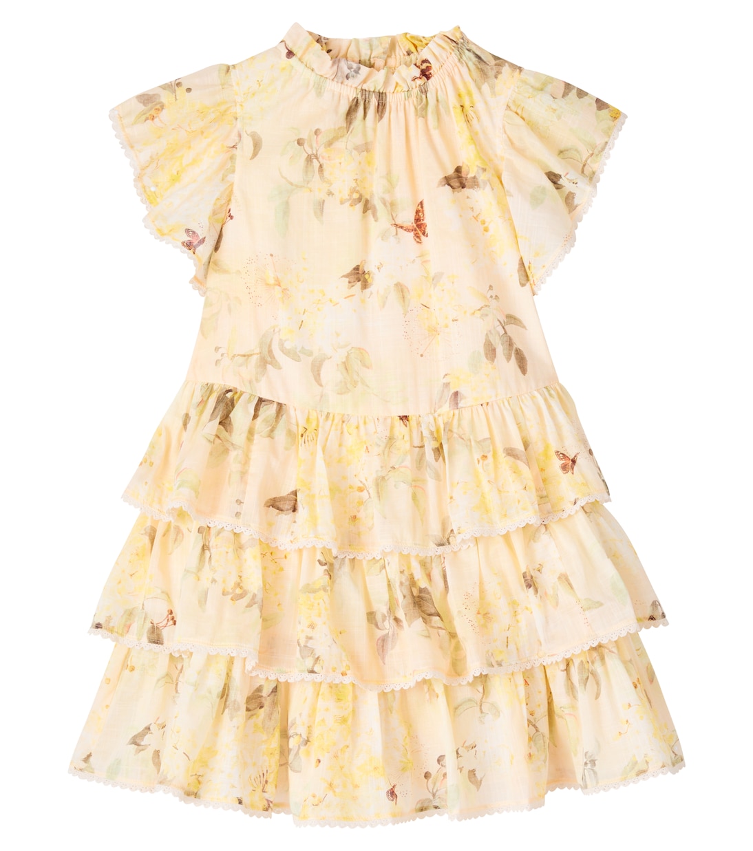 

Каскадный цветочный многослойный хлопковый сарафан Zimmermann Kids, Yellow Botanical Flower