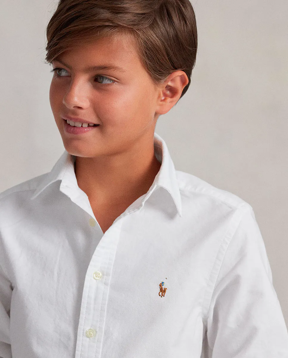 Рубашка из хлопка оксфорд для мальчиков Polo Ralph Lauren, белый — фото 3