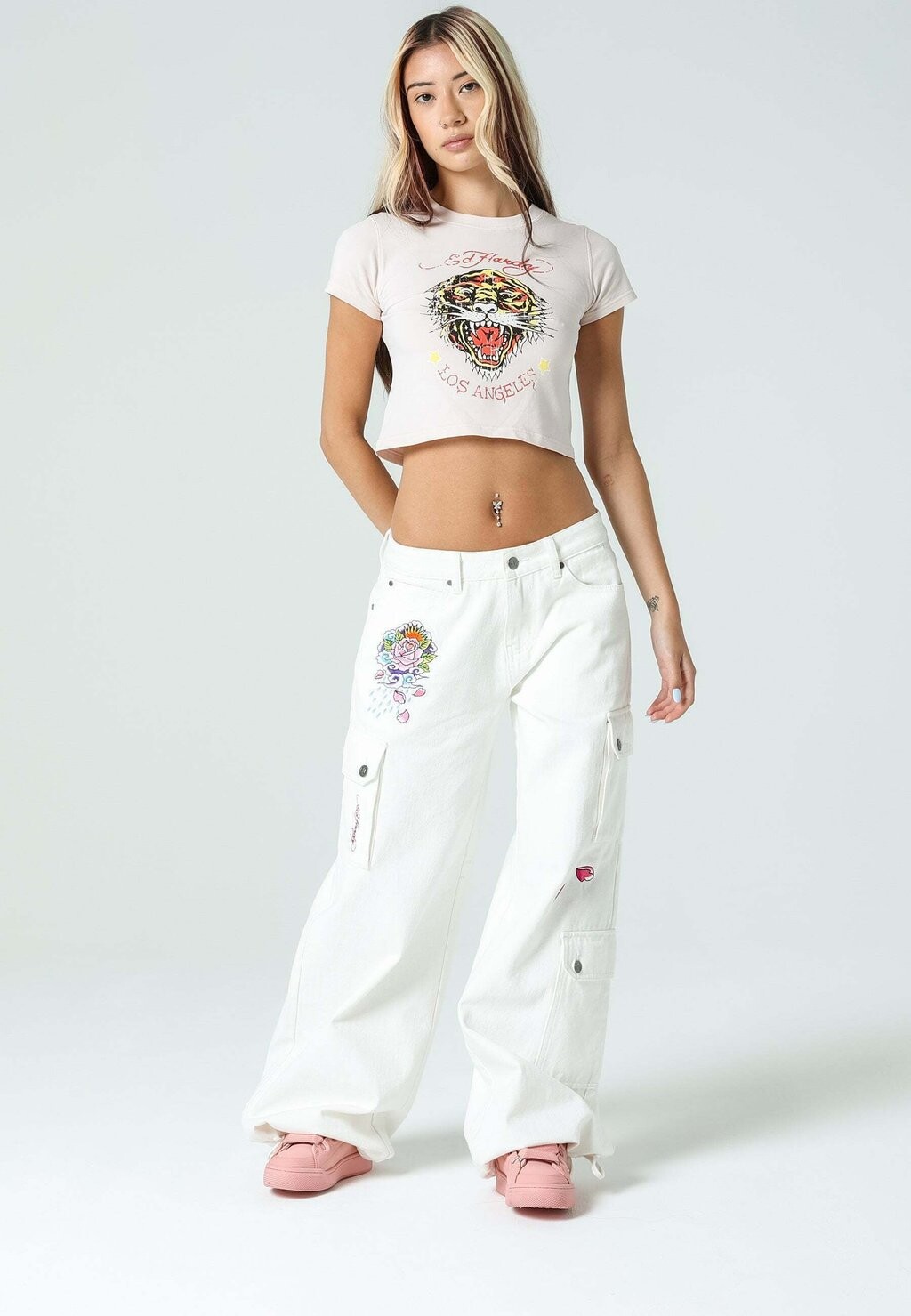 

Футболка с принтом LA-ROAR-TIGER CROPPED Ed Hardy, светло-розовый