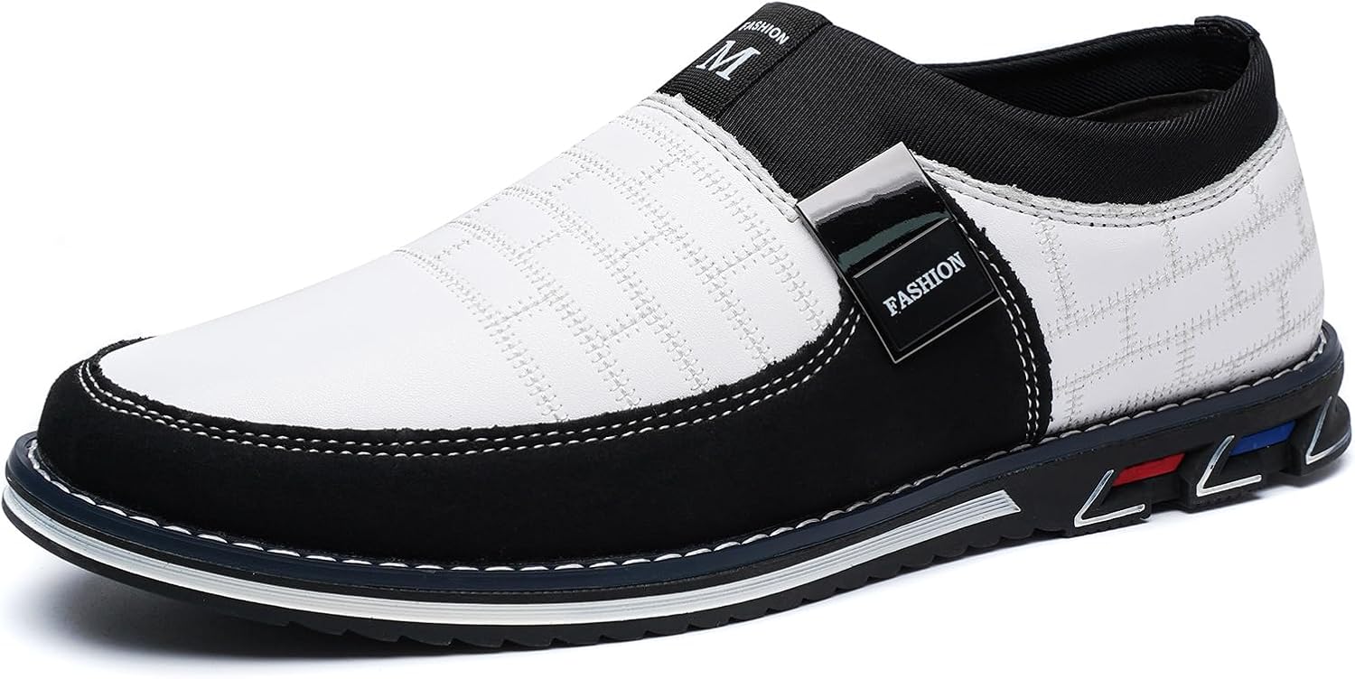 

Мужские лоферы повседневные слипоны Мягкие деловые лоферы для мужчин Кожаные удобные легкие обувь, путешествий и прогулок для взрослых Gsohino, белый