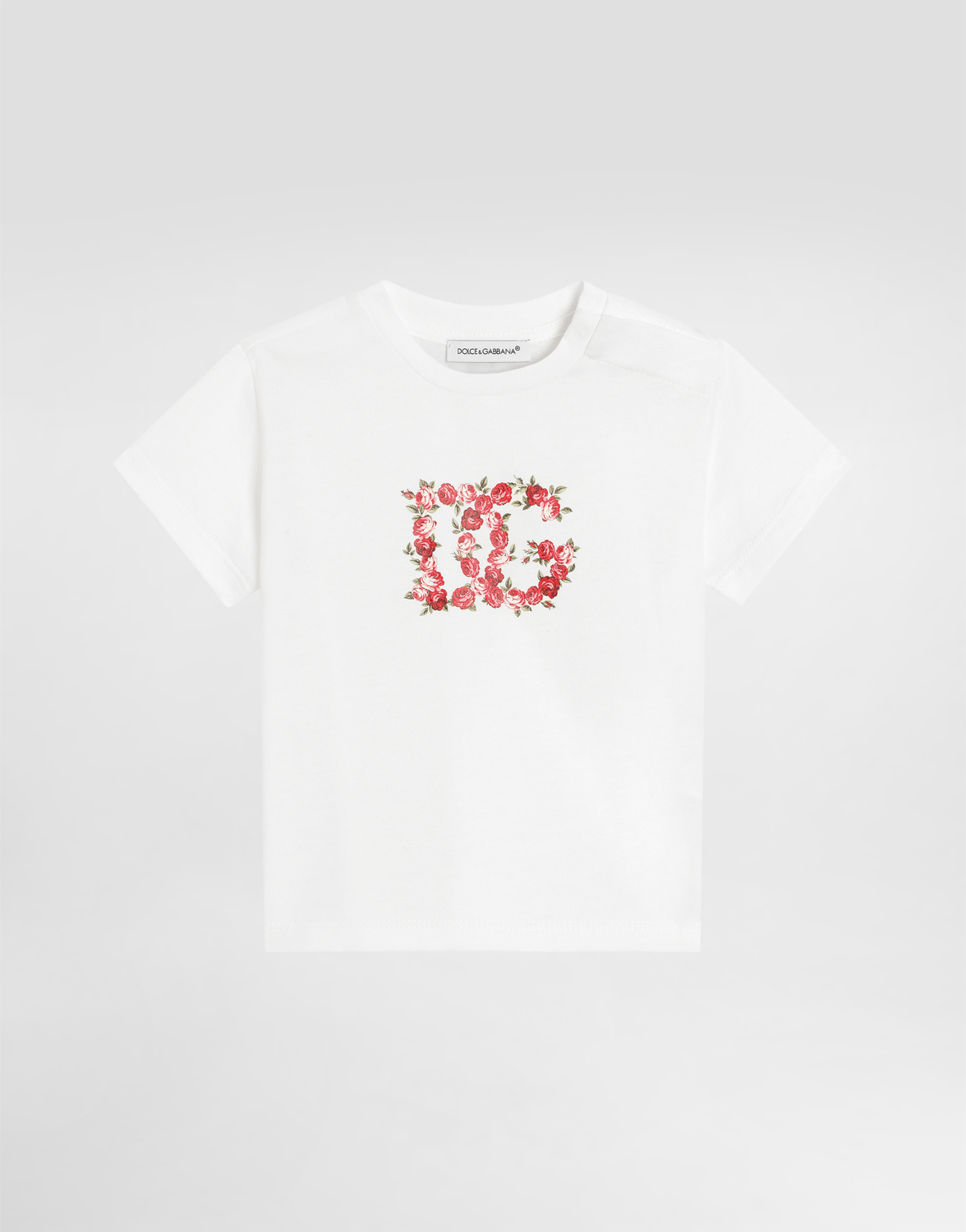 

Маленькая футболка из джерси с принтом роз DOLCE & GABBANA, белый