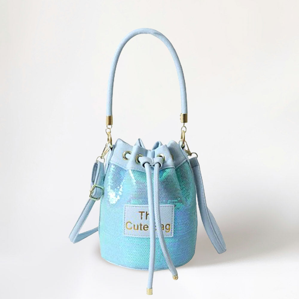 

Кожаная сумка THE CUTE BAG с пайетками и напылением через плечо FASHNZFAB, синий