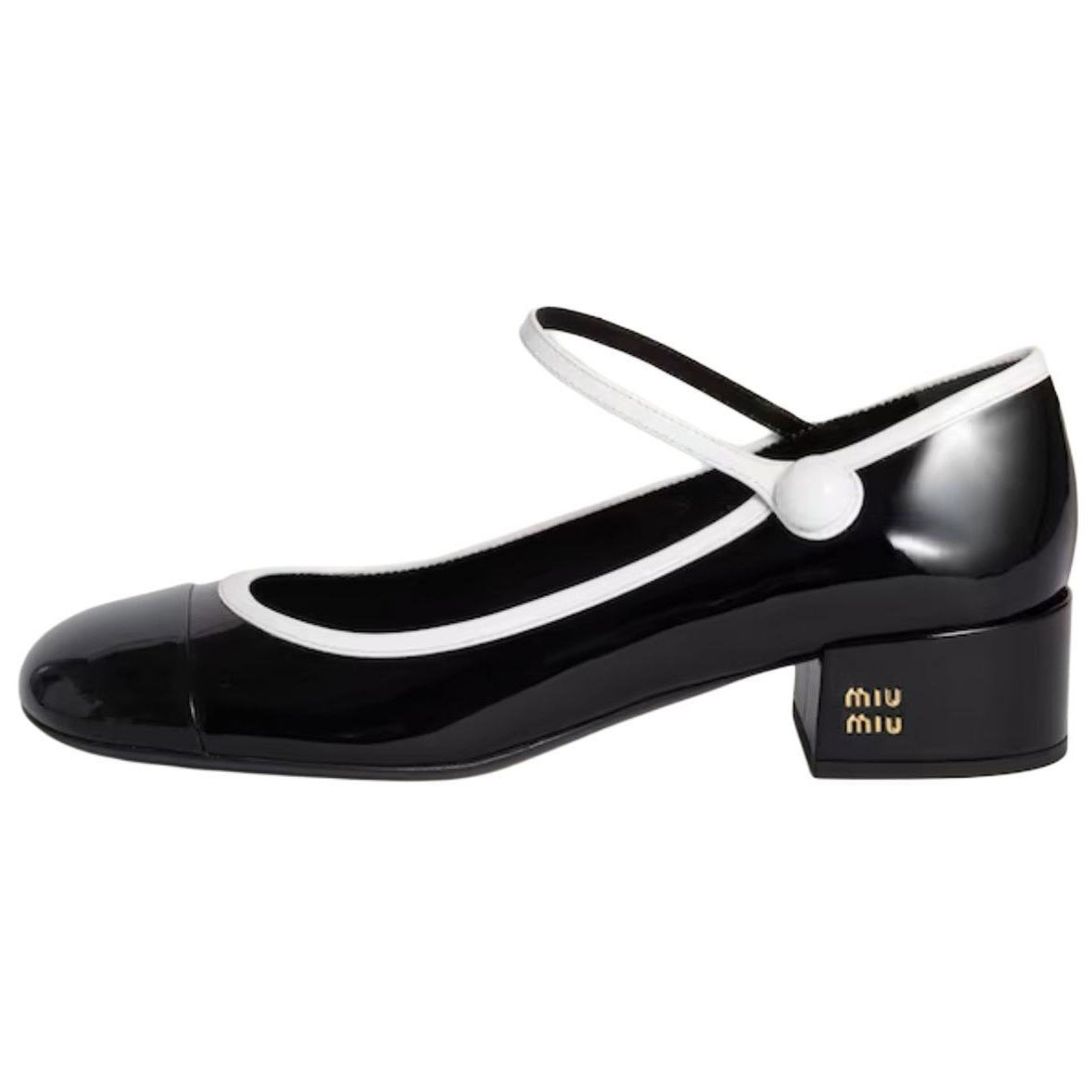 MIU MIU Туфли Мэри Джейн на массивном каблуке 3,5 см, женские, черные
