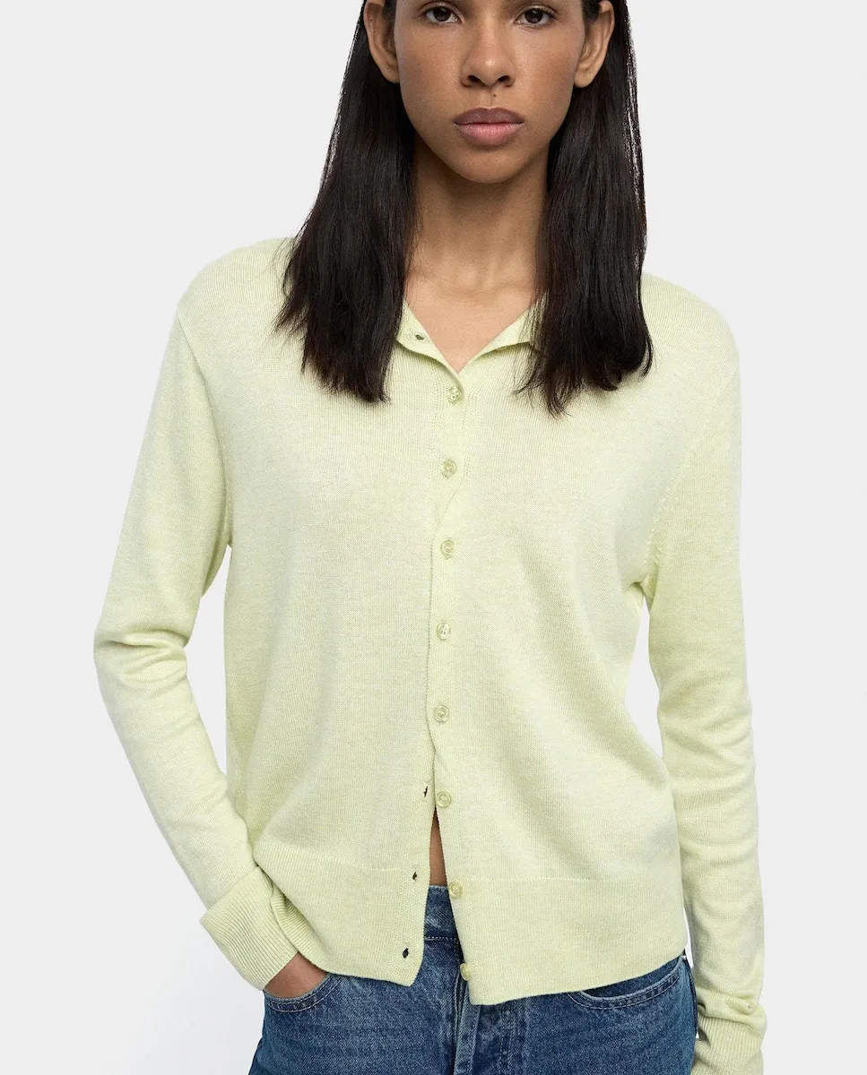 

Женский трикотажный кардиган с длинными рукавами и пуговицами Parfois, лайм