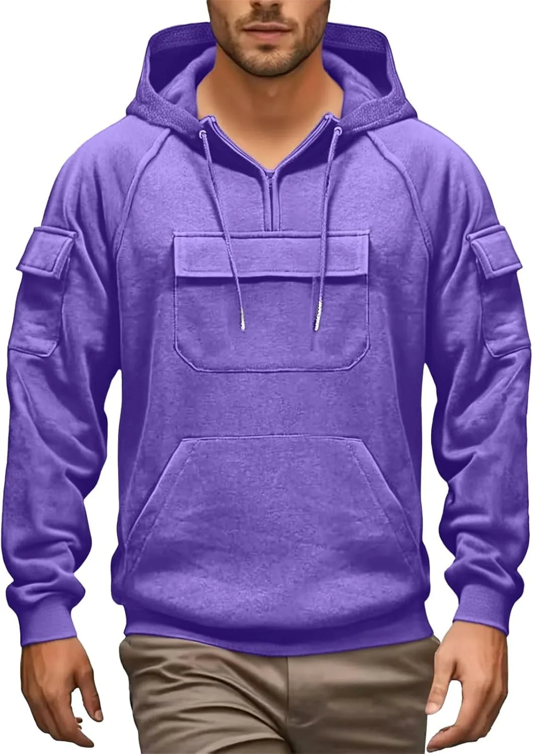 

Толстовка с капюшоном Cargo для мужчин, тактическая, с четвертью молнии