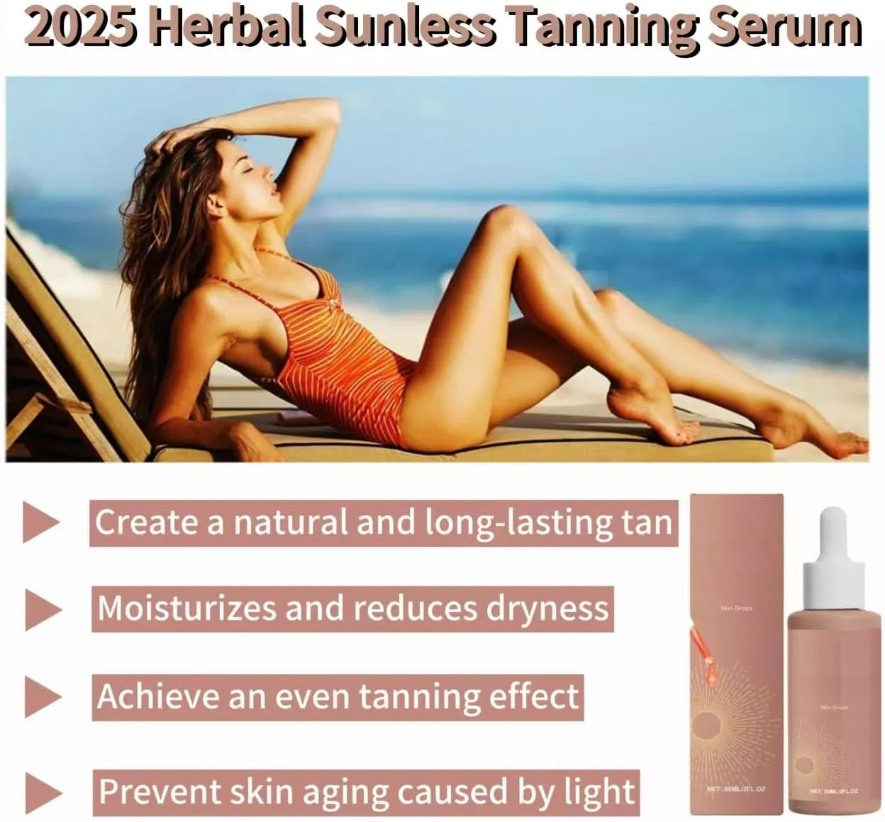 Сыворотка для автозагара Herbal Sunless Tanning Serum, 60 мл Generic — фото 2