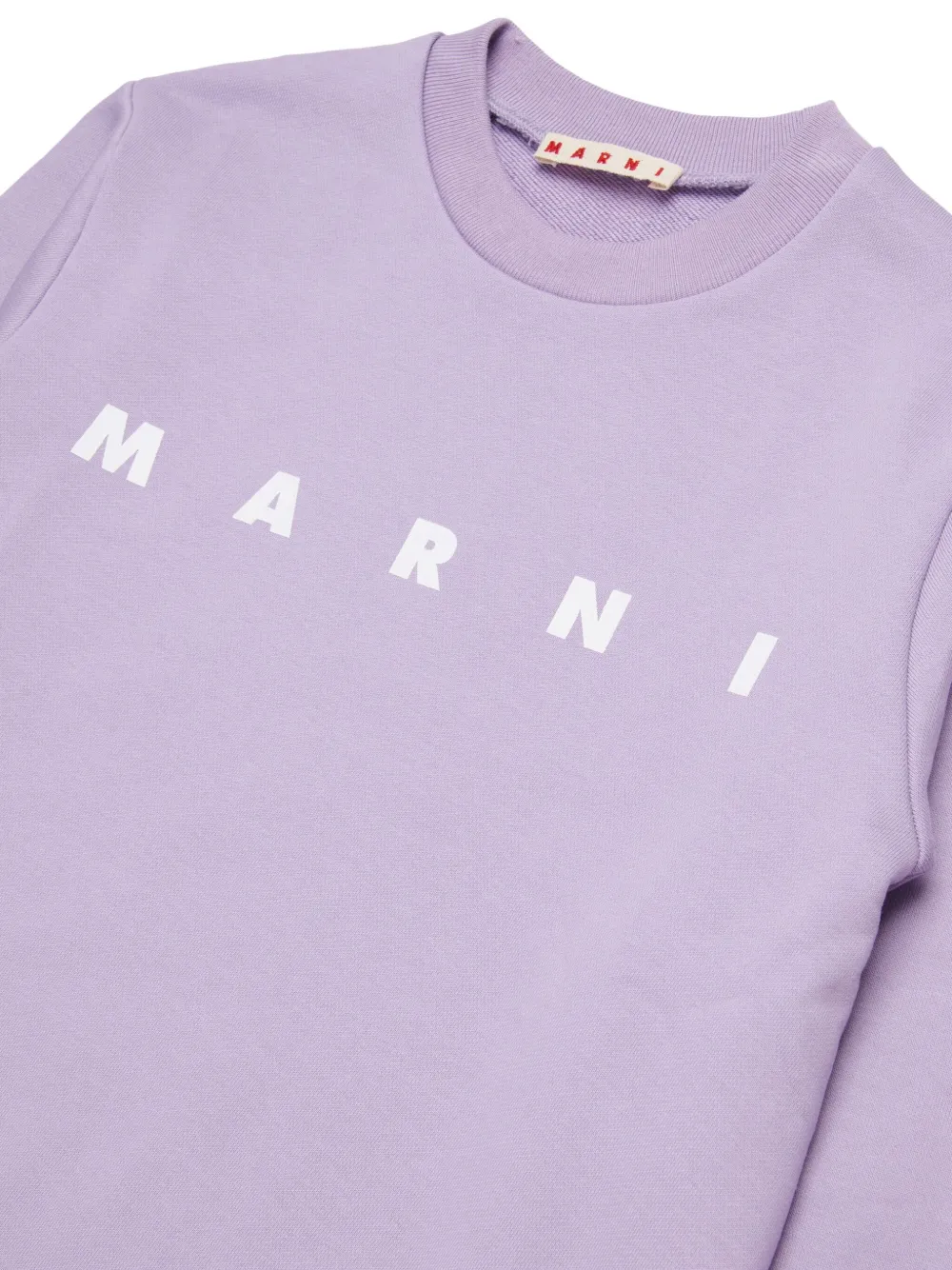 Свитер с круглым вырезом и принтом-логотипом Marni Kids, фиолетовый — фото 3