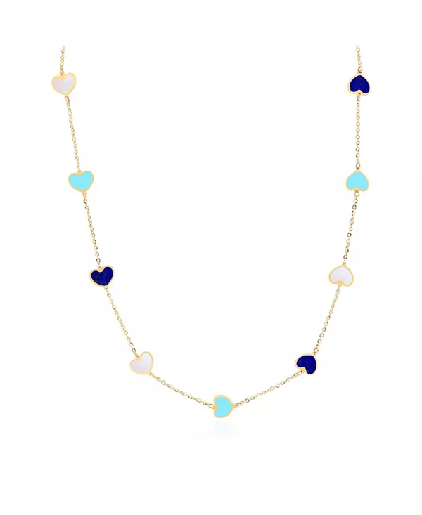 

Колье с разноцветными синими сердечками, 14-каратное золото The Lovery, blue