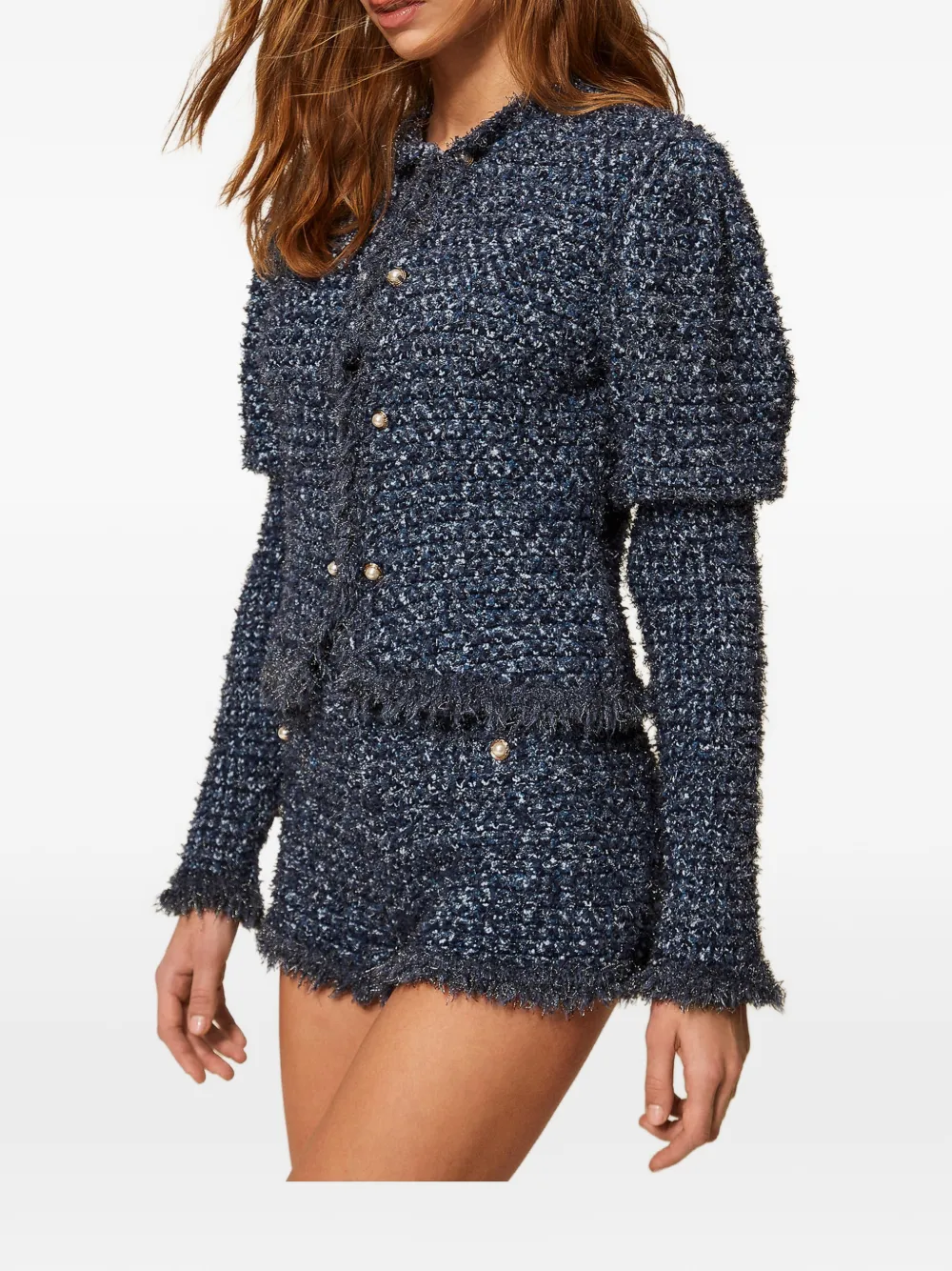 

Вязаные шорты с необработанными краями Twinset, синий