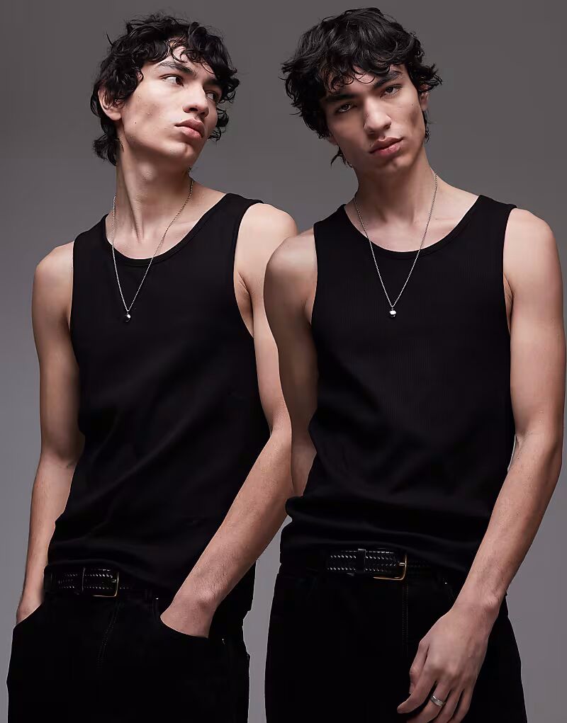 

Topman 2 комплекта майкаа на резинке черного цвета
