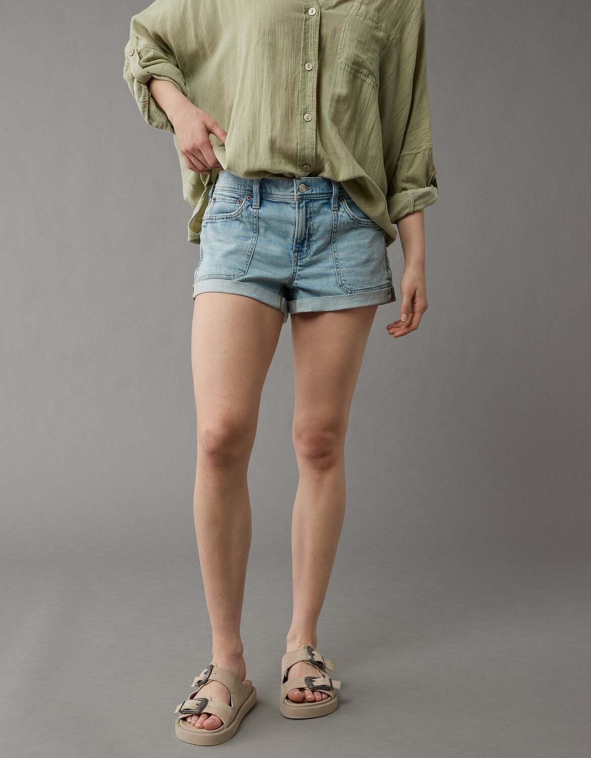 

Легкие шорты из эластичного денима AE Dreamy Drape American Eagle Outfitters, цвет Light Bright Indigo