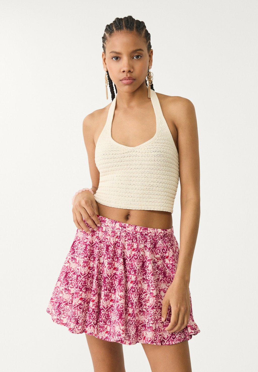 

Мини-юбка Shorts Stradivarius, розовый