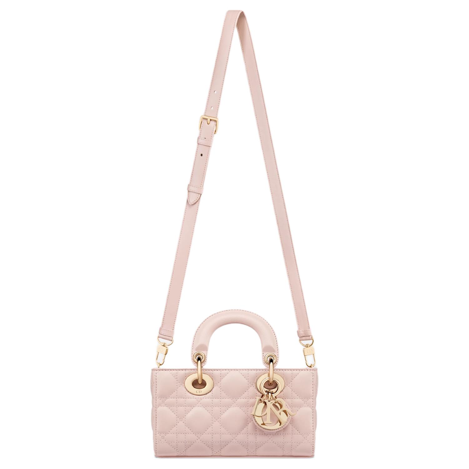 Dior Мини-сумочка Lady D Joy из овечьей кожи, женская, розовая — фото 3