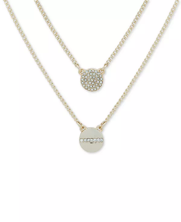 

Ожерелье с подвеской из золотистого кристалла, два ряда, 16 дюймов + удлинитель 3 фута Dkny, crystal