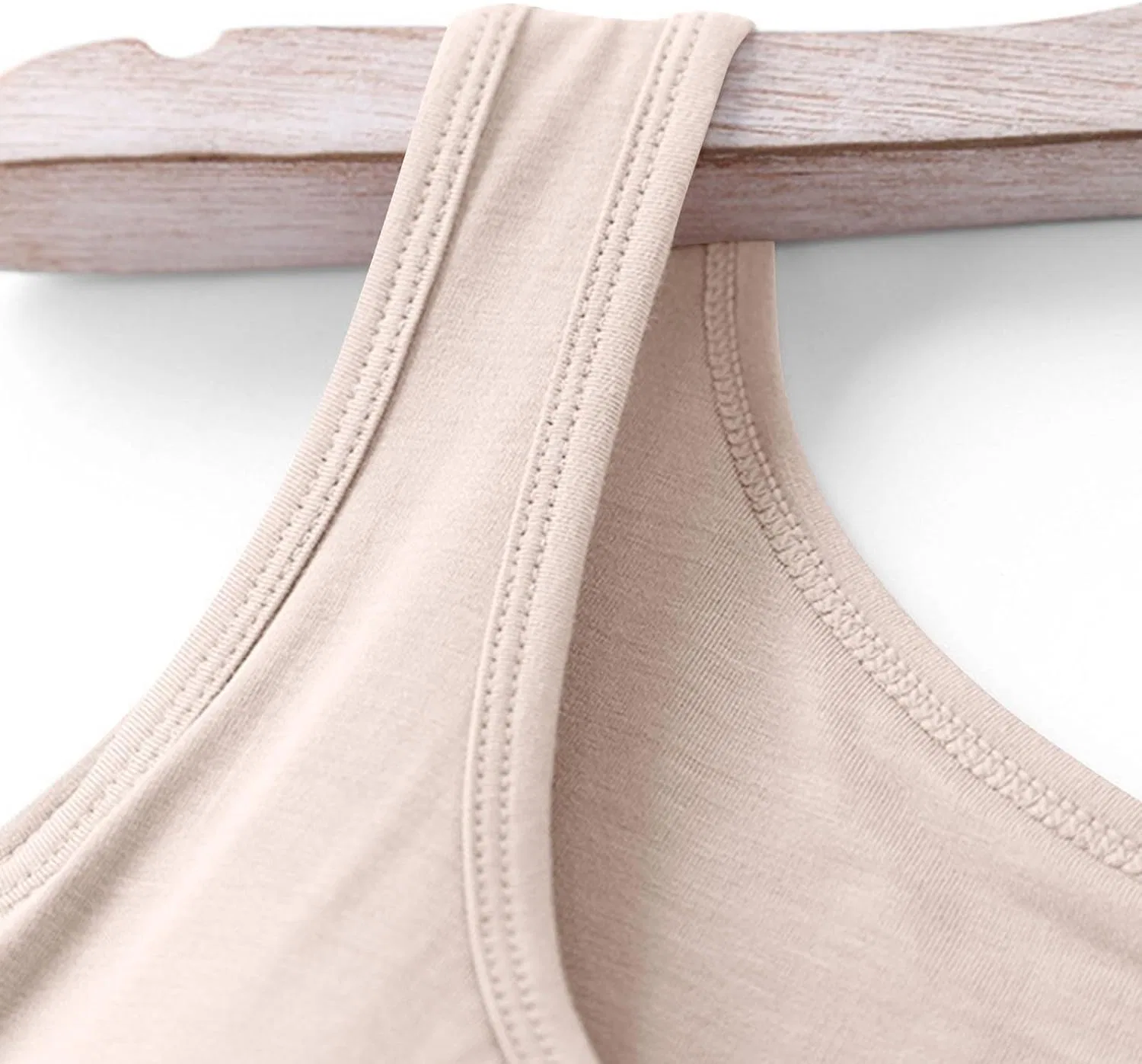 Женский топ с встроенным бюстгальтером, модал, A06#beige — фото 4