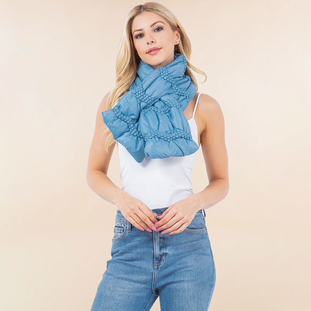 

Уютный зимний стеганый шарф-пуховик Truedames, светло-голубой