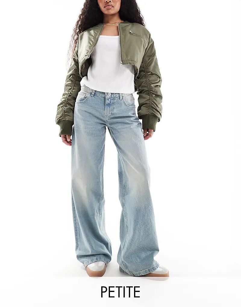 

Маленькие широкие мешковатые джинсы грязно-синего цвета Bershka
