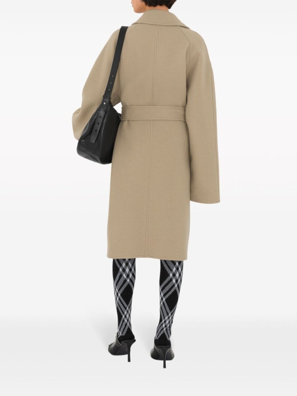 

Burberry кашемировое пальто с поясом, нейтральный цвет