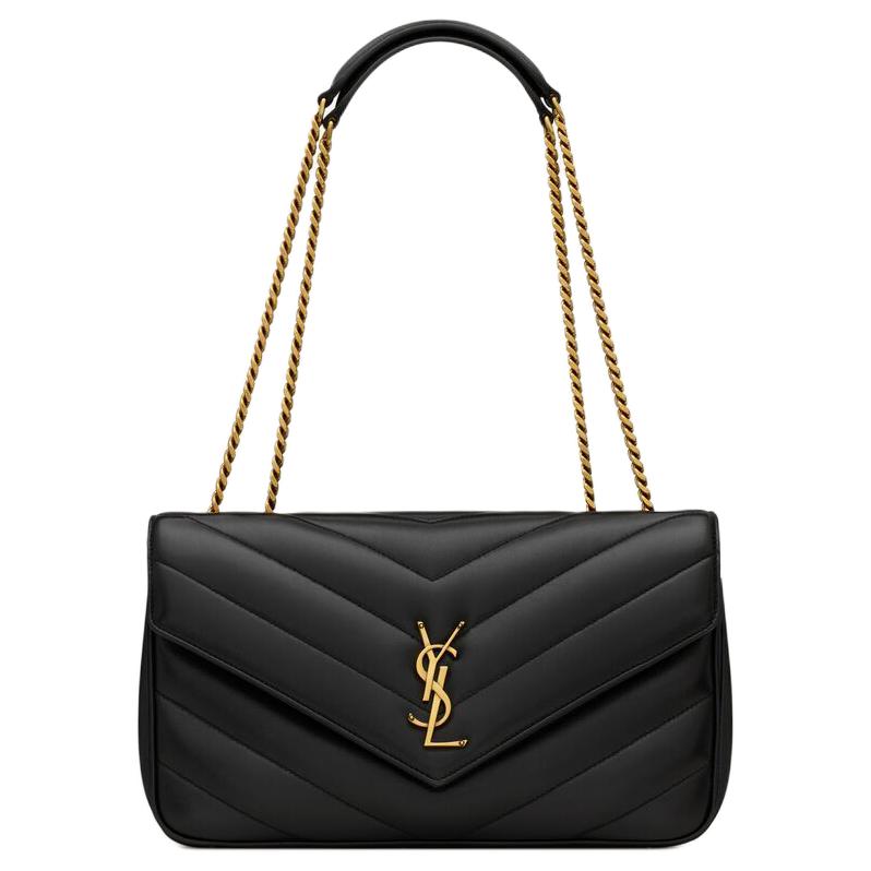 

SAINT LAURENT Кожаная сумка конверт через плечо на пояс средняя женская черная