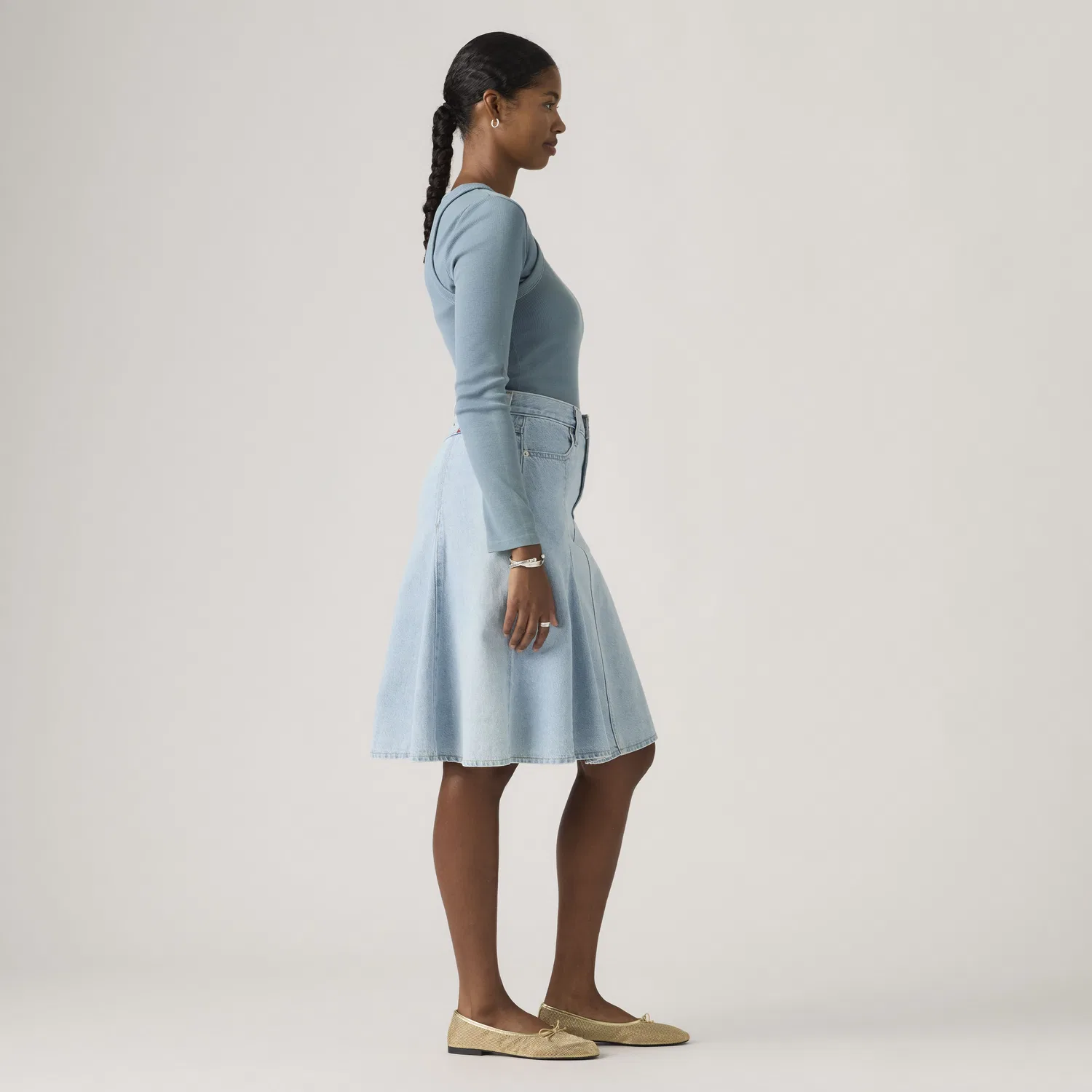 Легкая юбка-годе длиной до колена Levi's, Medium Wash — фото 4