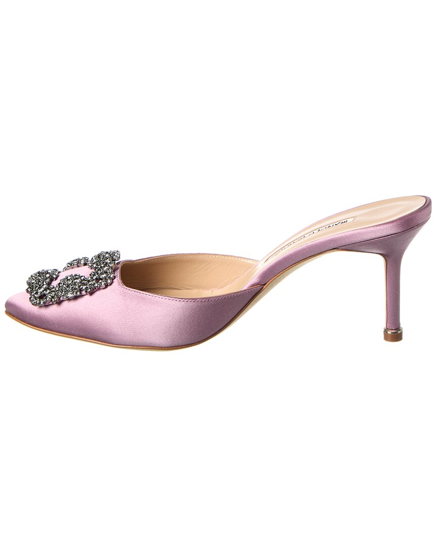 Манило Бланик Хангисиму 70 Атласные шлепанцы Manolo Blahnik, фиолетовый — фото 2