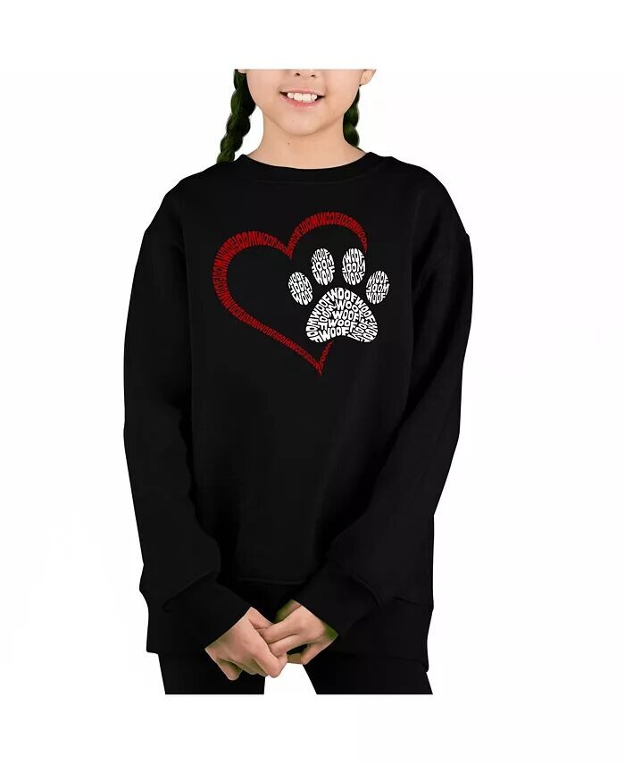 

Толстовка с круглым вырезом и надписью «Paw Heart Word Art» для девочек LA Pop Art, черный