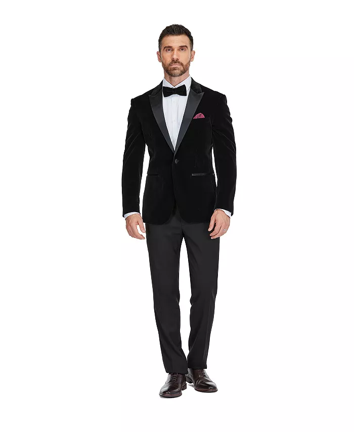 

Мужской двубортный смокинг из вельвета "Бердсай" Slim-Fit, 2 предмета Gino Vitale, черный