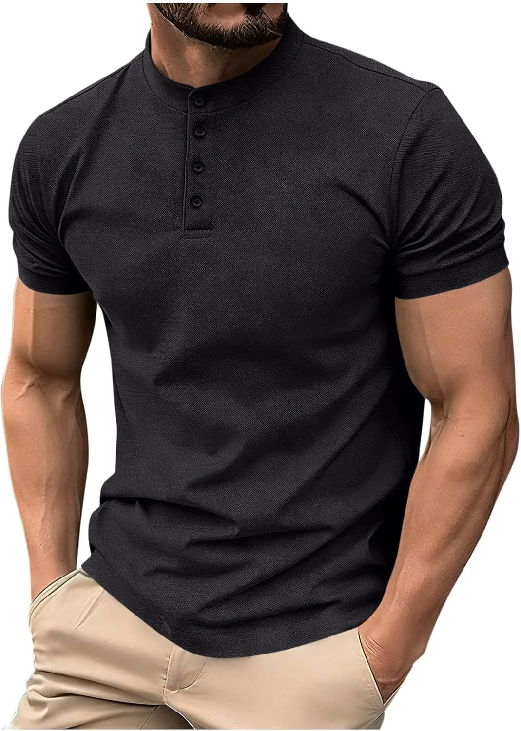 

Мужская футболка Henley Slim с длинным подолом для тренировок Lmdudan