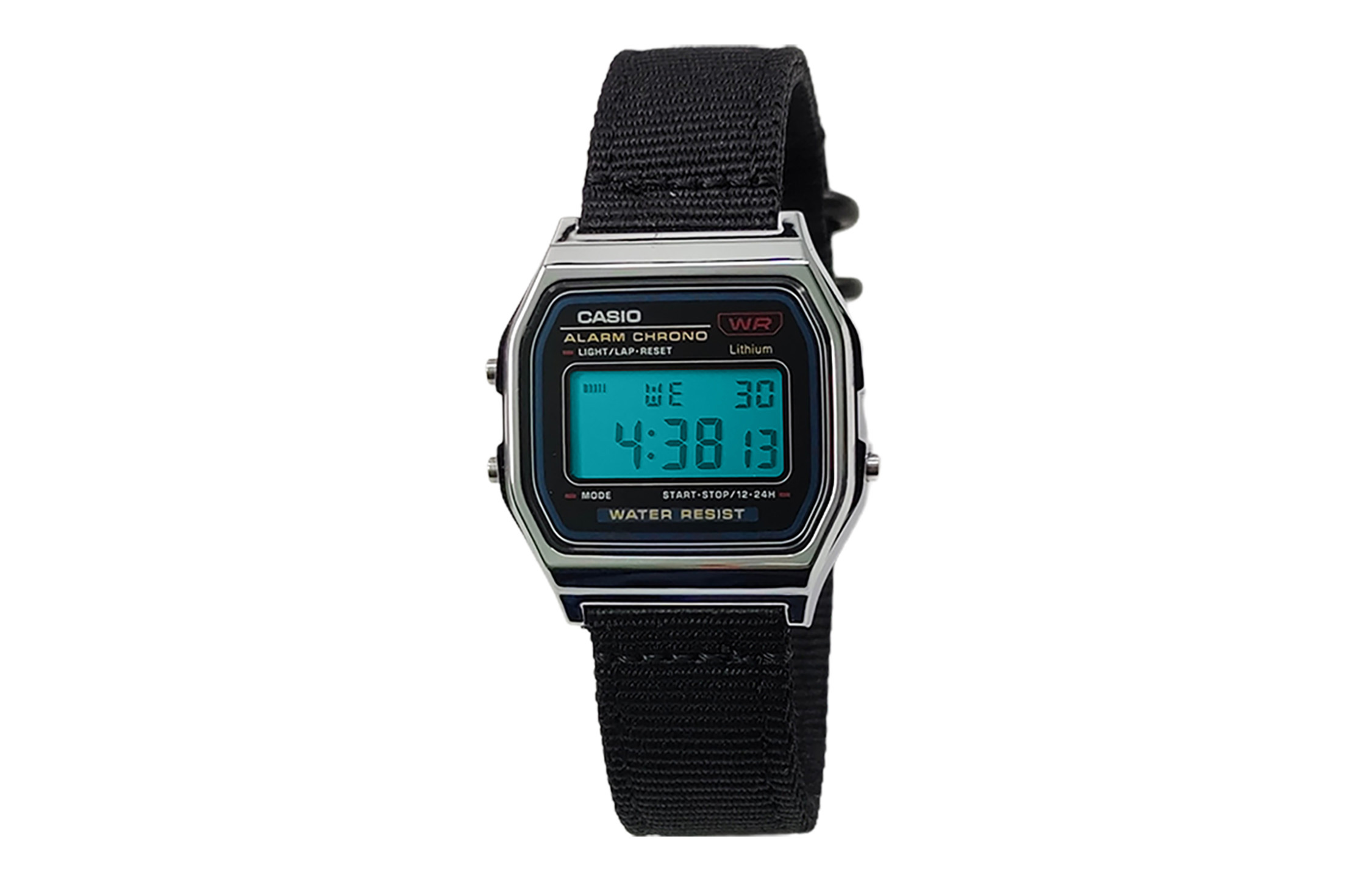 

CASIO Мужские часы Retrofit Series с кварцевым механизмом и нейлоновым ремешком, черный циферблат