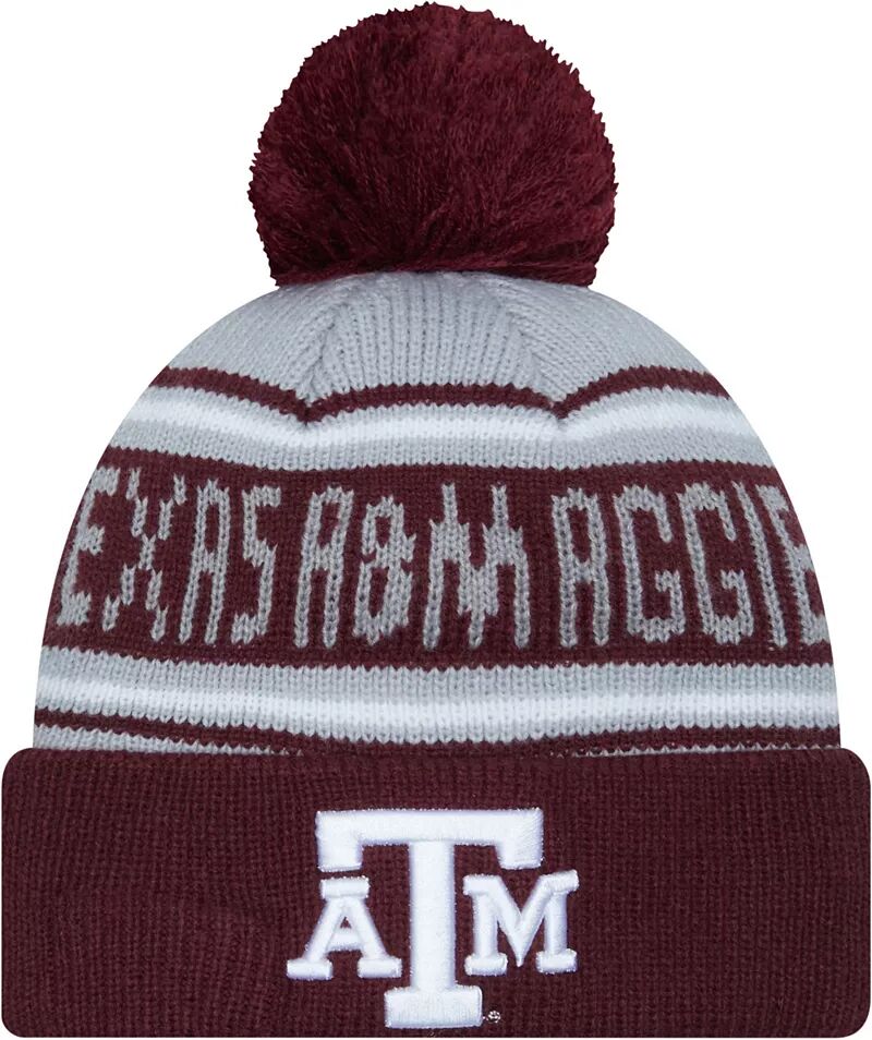 

Мужская шапка-бини New Era Texas A&M Aggies Maroon Pom Wordmark