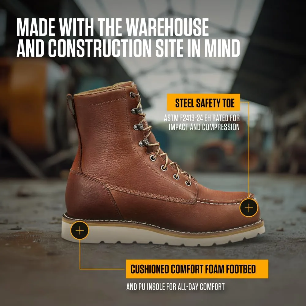 

Мужские водонепроницаемые рабочие ботинки Carhartt с 8-дюймовым голенищем, стальным носком и конструкцией на клиновидной подошве, красный/коричневый