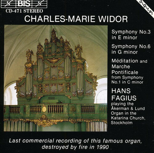 

CD диск Widor / Fagius: Organ Symphonies 1, 3 & 6 / Meditation & Marche