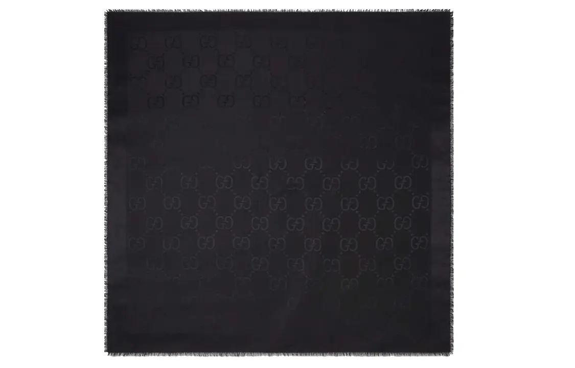 GUCCI Джаккардовая шаль из шелка и шерсти Gg, Black — фото 4
