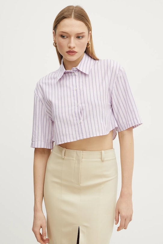 

Хлопковая рубашка Patrizia Pepe, фиолетовый