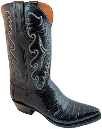 

Мужские классические ковбойские сапоги Lucchese E2147.54, черная каймановая кожа Ultra Belly, ручная работа, черная буйволиная кожа, ширина E Lucches Classic