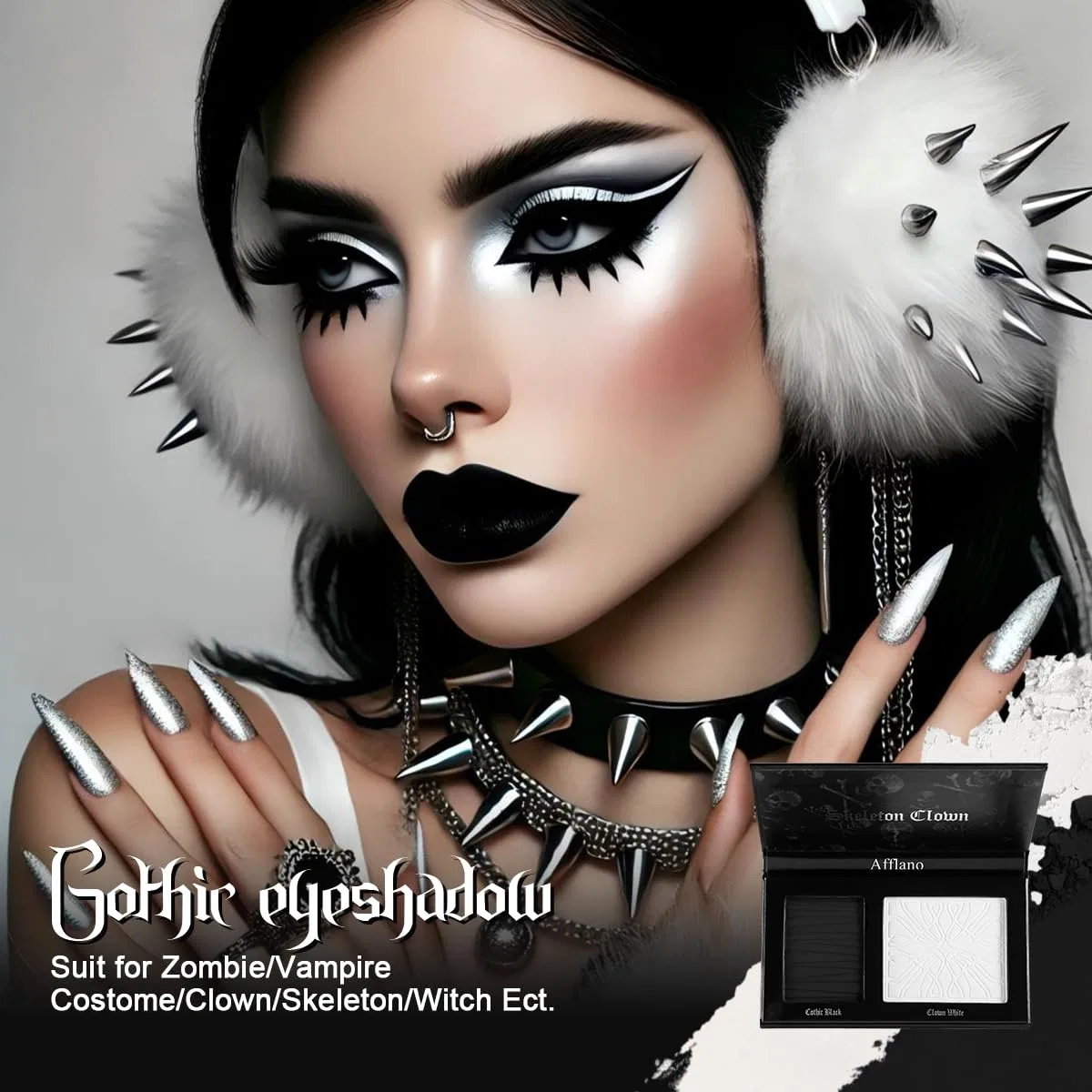 Палетка для макияжа Black and White Gothic Foundation & Eyeshadow Set Cypedo — фото 2