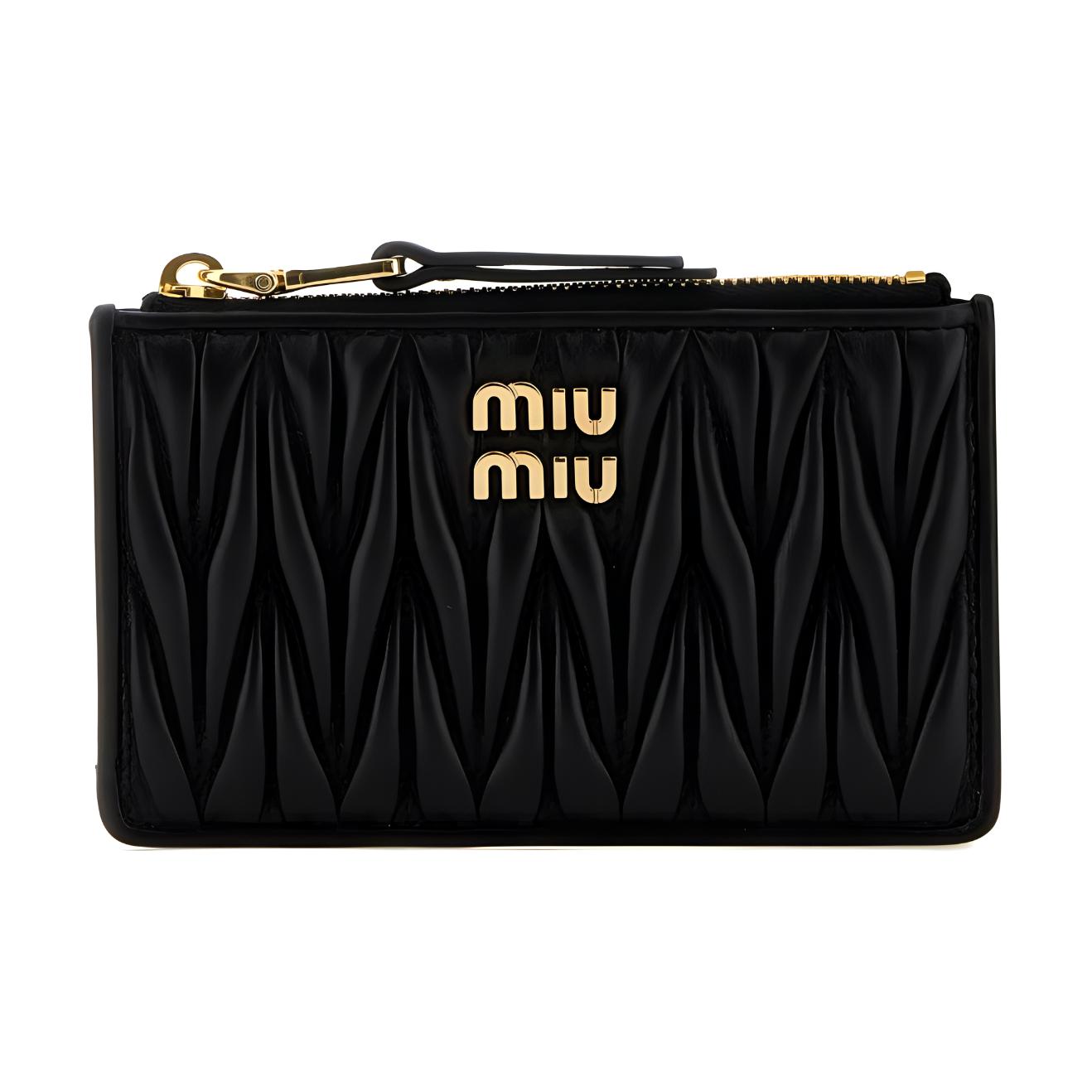 

MIU MIU Кожаный держатель карт для женщин, черный