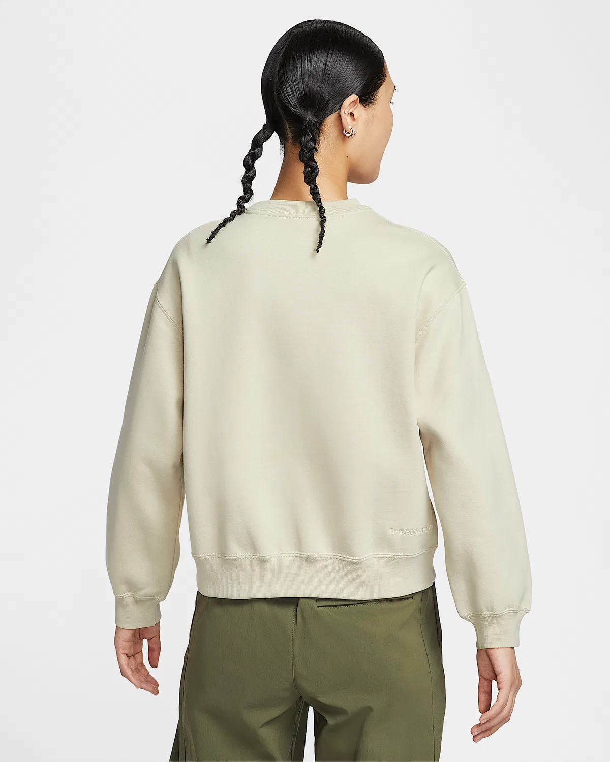 Женская флисовая кофта Nike ACG "Tuff Fleece" Therma-FIT с круглым вырезом, Light Khaki/Summit White — фото 2