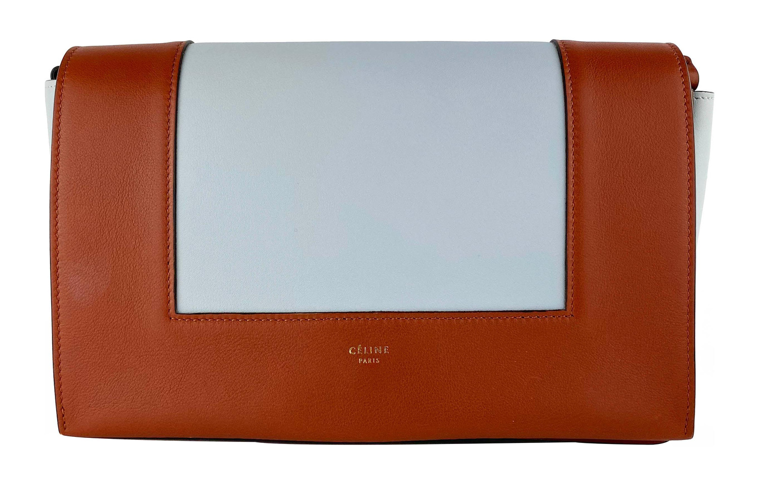 

CELINE Сумка кросс-боди FrameBelt Smooth Calfskin Medium женская коричневая/голубая