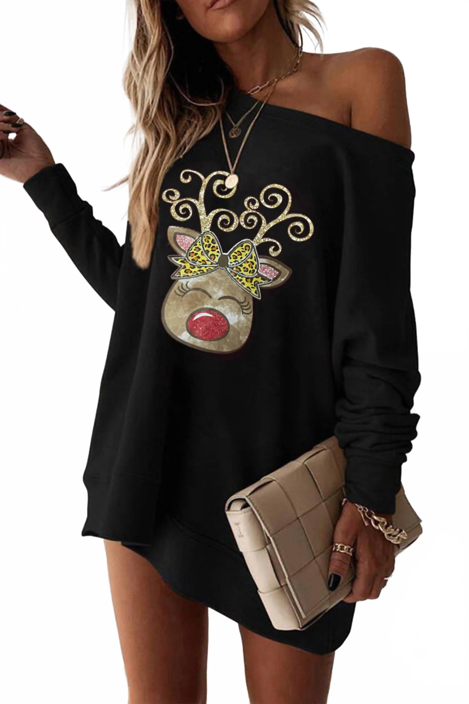 

Женское рождественское худи-платье черное Shiying Fashion